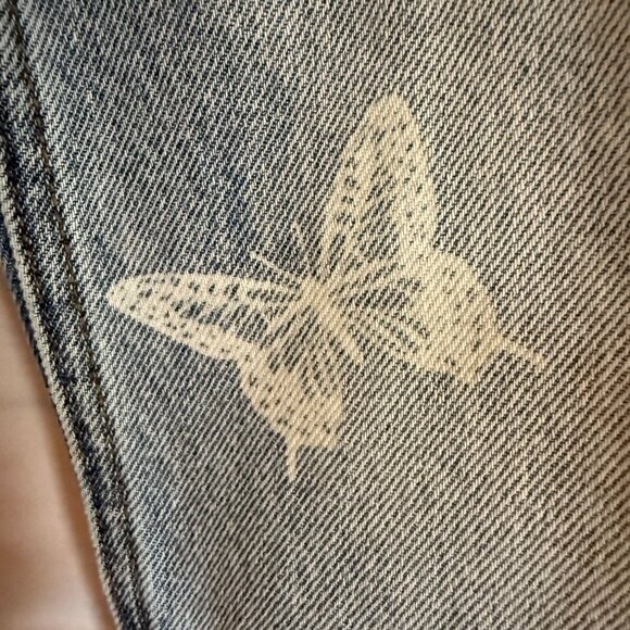 Pacsun Womens High-Rise Straight Leg Jeans Size 25 Butterfly Print Whimsigoth - Picture 12 of 13